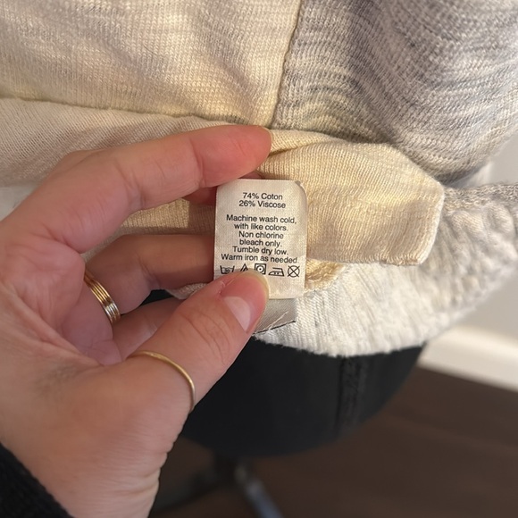 Madewell Mixtape Mock Neck Tank In Colorblock Cream/Gray - Size L - Picture 7 of 9